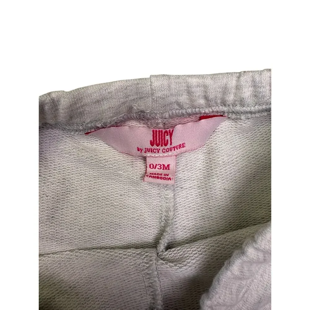 Juicy Couture Baby 2 Pc Outfit Set 0-3 Months Pink Logo Bodysuit Gray Pants NWT